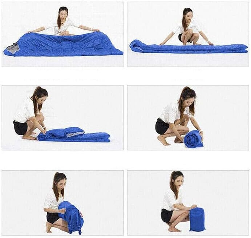 AIMALL 82.7X29.5 Inches Single Outdoor Sleeping Bag for Camping and Hiking, Winter Thermal with Drawstring Hood, Water-Repellent and Lightweight, Blue image number 4