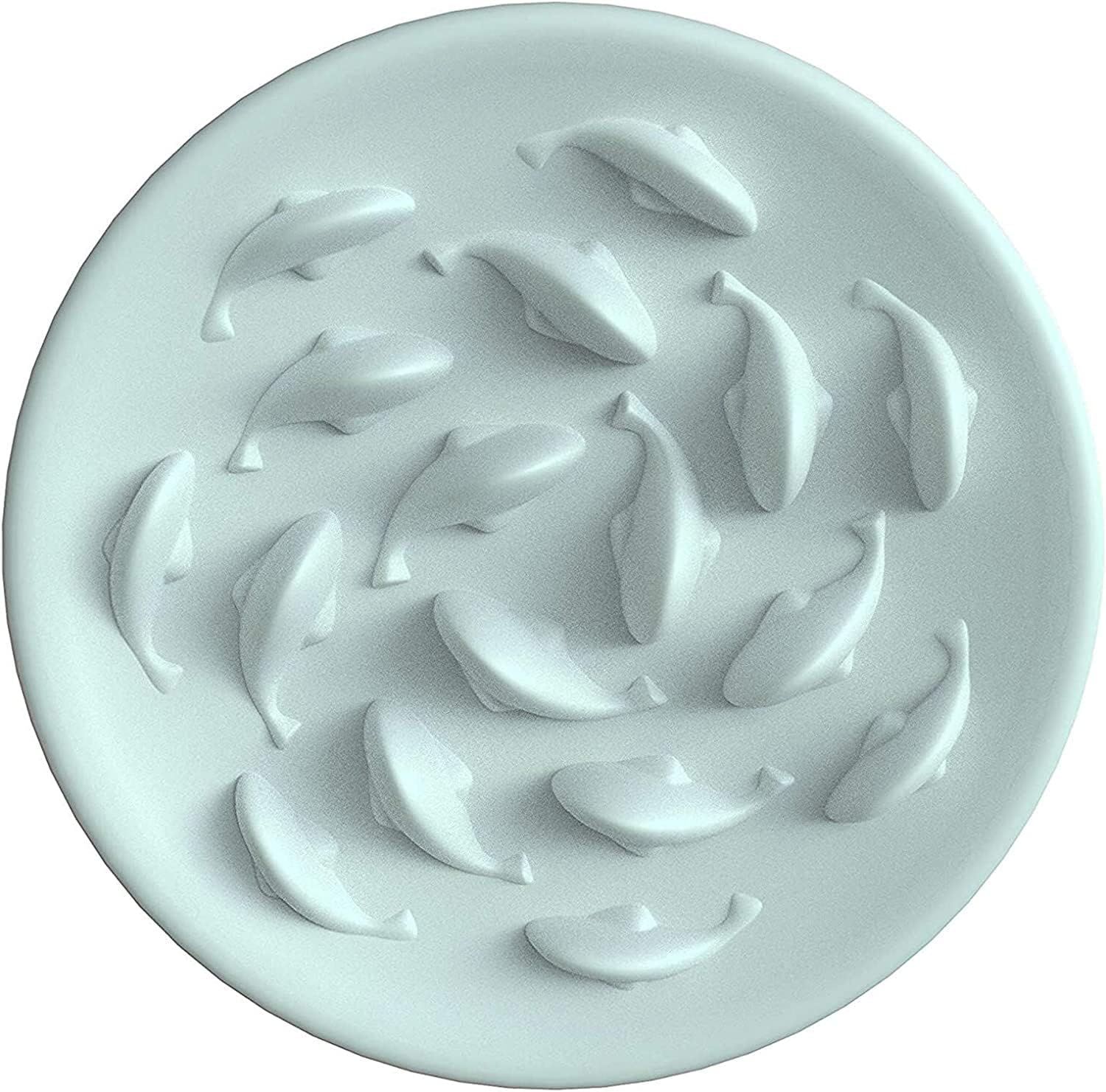 Slow Feeder Bowl for Cats and Small Dogs,Cilkus Fish Pool Design, Fun Interactive Bloat Stop Puzzle Feeder Bowl Healthy Eating Diet Made of Melamine Food Grade Material Dishwasher Safe (White)