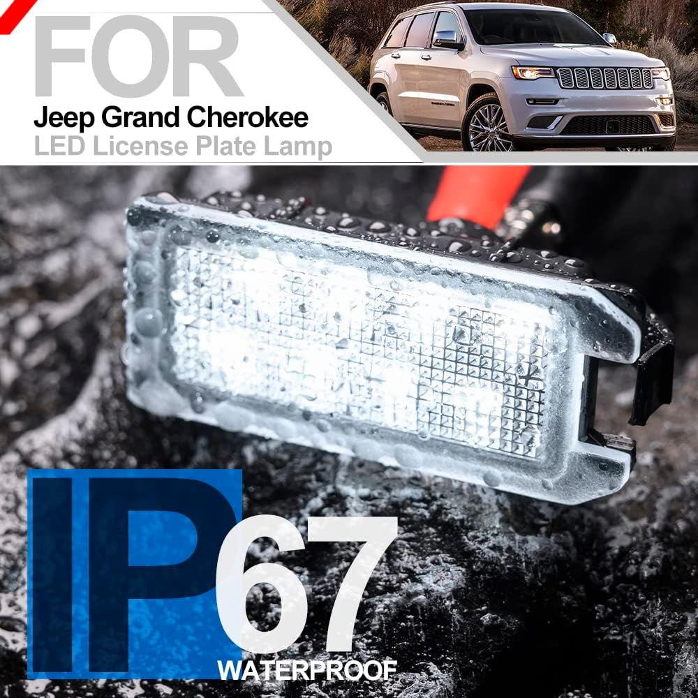 Nsautolighting 2Pcs LED License Plate Light Lamp Assembly for Jeep Grand Cherokee 2014-2020 Compass Patriot 2014 2015 2016 2017 Super Bright 6000K Xenon White Rear Tag Light Assembly image number 5