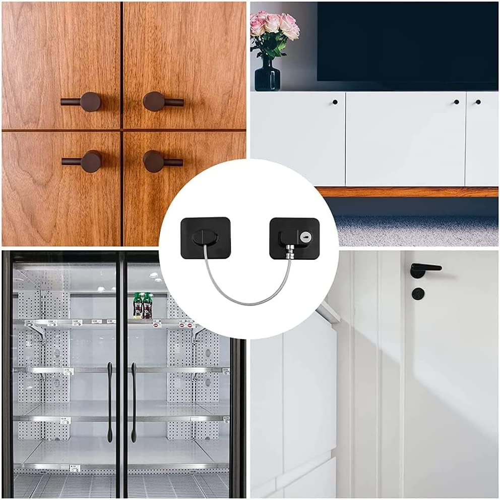 3P Black Children Safety Refrigerator Door Lock,Kids Security Window Lock,Cabinet Lock,Fridge Freezer Locks with 6 Keys