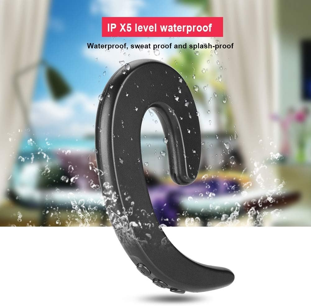 Bluetooth Headphone, Wireless Hands Free Ear Hook Headset Painless Bone Conduction Earphone Waterproof Ergonomic Design Headset(Black) image number 4