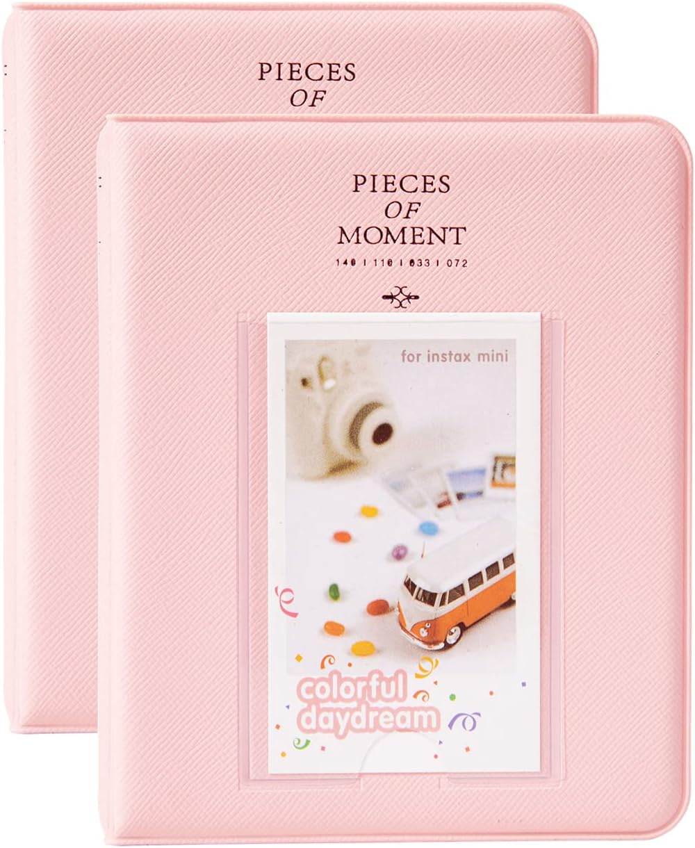 Polaroid Photo Albums,2Pcs Goodsnetic 64 Pockets Album for Fujifilm Instax Mini 7S 8 8+ 9 25 26 50S 70 90 Instant Camera Name Card,Photo Book for Polaroid PIC-300P/Z2300 Pink&Smokey White