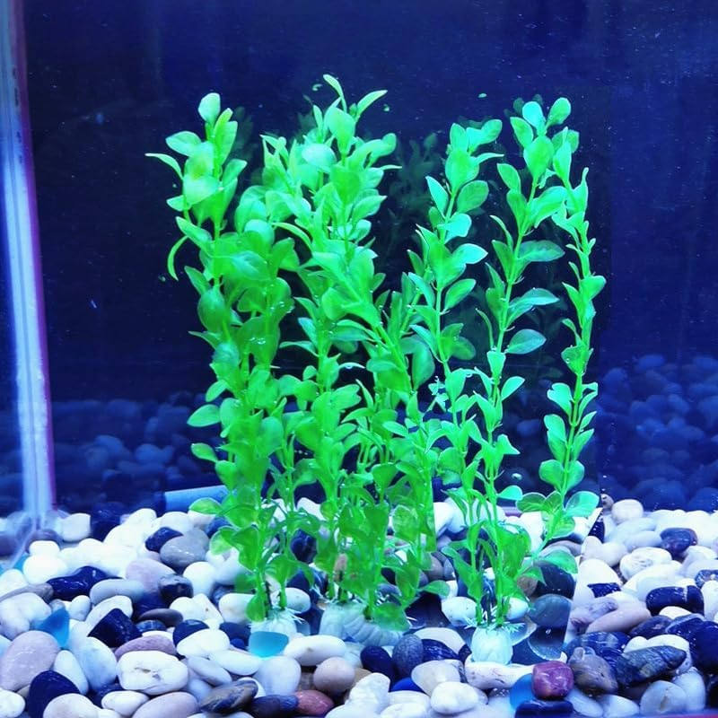 Artificial Seaweed Water Plants for Aquarium ， Plastic Fish Tank Decorations, 10-Piece Set (Green) image number 3
