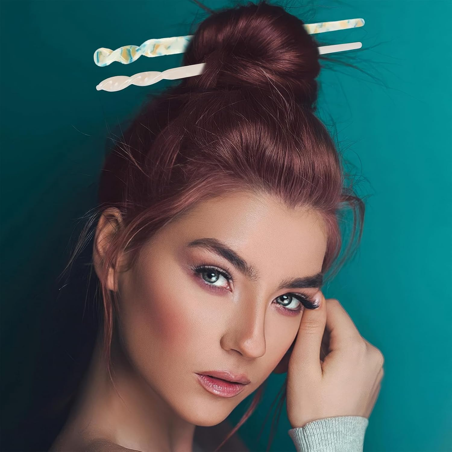 RTRTGS Pack of 4 Acetate Hair Sticks Hair Pins Chopsticks Retro Vintage Style Chinese Hair Pins for Women Girls image number 5