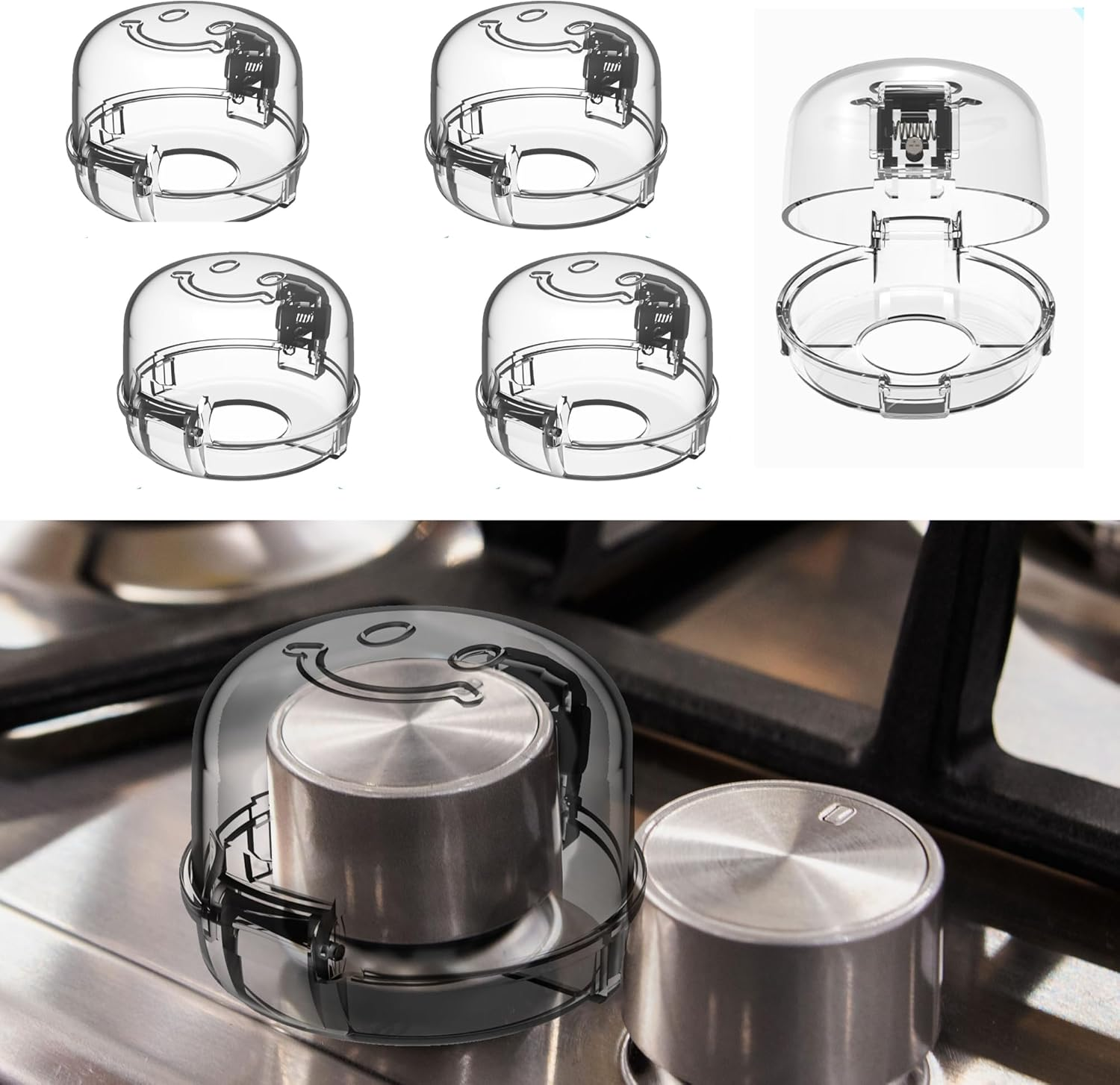 Heart of Tafiti Stove Knob Covers for Child Safety, Gas Stove Knob Covers Large,Transparent Design, 5 Pack, Kitchen Safety Guards for Kids, Baby, Toddler, Clear Oven and Gas Knob Cover image number 2