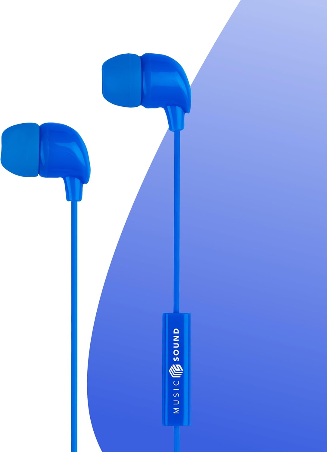 Music Sound | Fullcolor Intra-Auriculaires Wired Headphones | In-Ear Stereo Headphones with Wired and Built-In Microphone - 3.5Mm Jack - 1.2M Anti-Tangle Cable - Blue image number 3