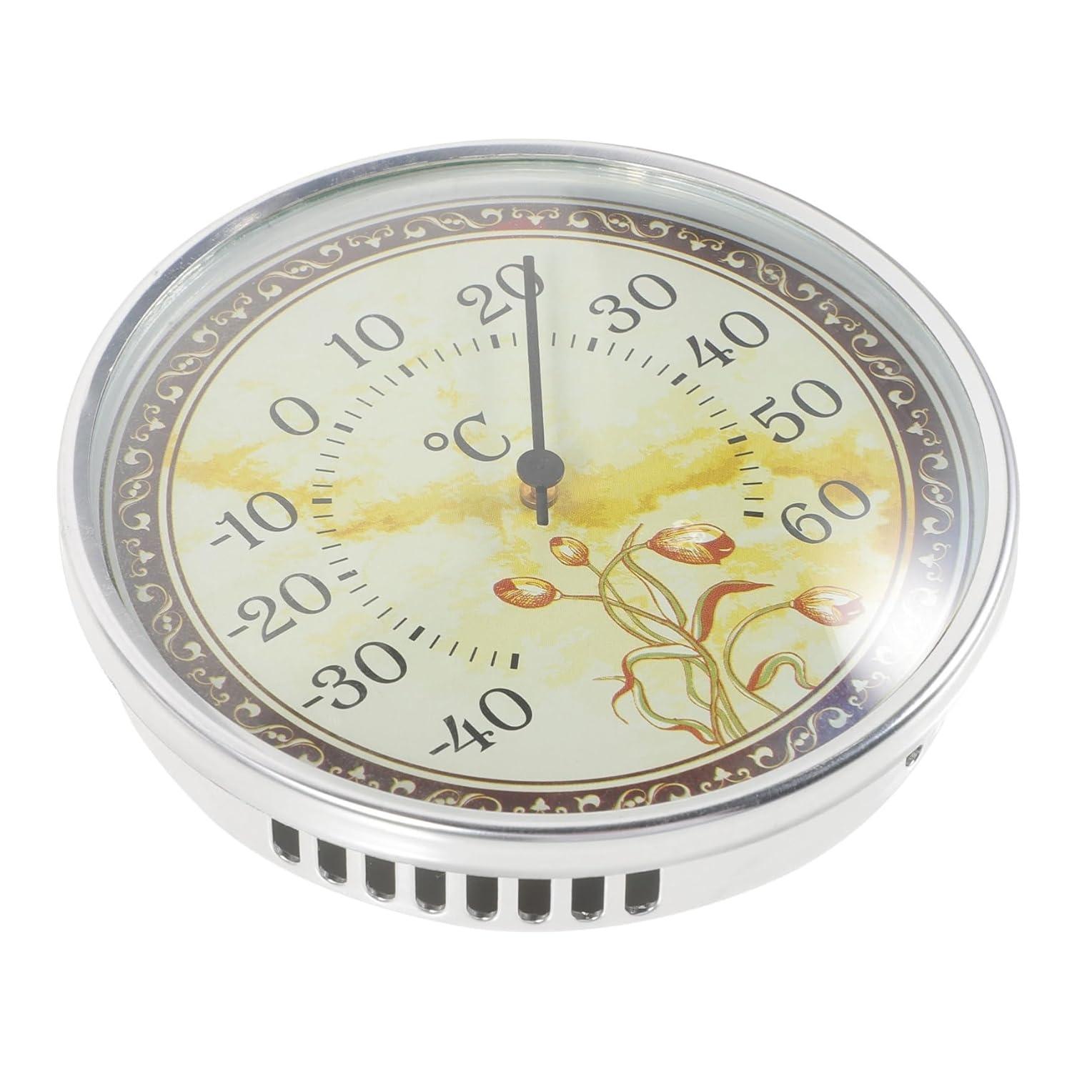 Wall Mount Temperature for Home and Sauna High Precision Analog Thermometer with Tulip Pattern Lightweight Indoor Temperature Monitor for Nursery Greenhouse Bathroom Bedroom Use