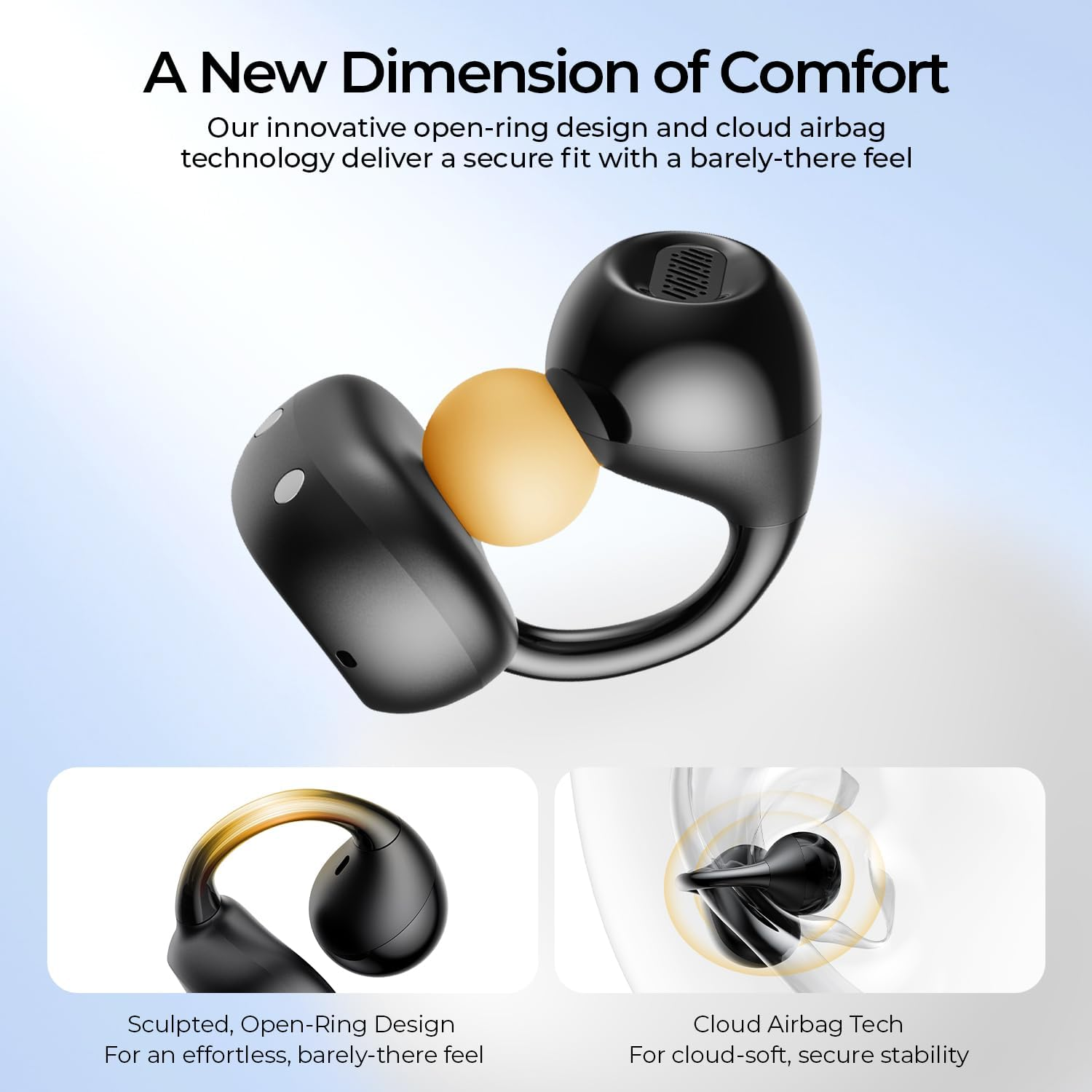 Havit OWS916 Open Ear Headphones, Lightweight, Comfortable, Clip-On Earbuds, Wireless Sports Headphones with ENC AI 4 Microphones, Calls, IPX5, Bluetooth 5.4, App Control, 22 Hours for Running/Cycling image number 1