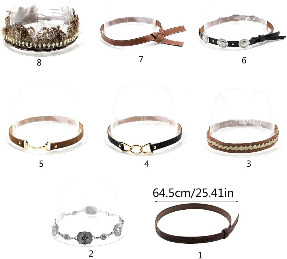 Zaviftie Western Hat Band for Fedora Hat Bands Cowboy Hat Bands Leather Hat Bands for Men Western Hat Belt Bands Straw Hat Bands (6, ONE SIZE) image number 6