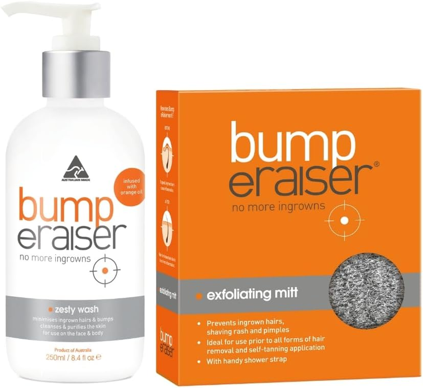 Bump Eraiser Shower Essentials Pack &ndash; Antibacterial Body Wash & Ingrown Hair Serum &ndash; Razor Bump Treatment for Smooth Skin &ndash; Post Shave & Waxing Care for Bikini Line, Legs, Underarms