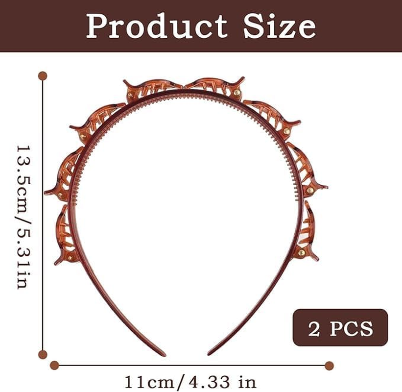 2Pcs Braided Headbands Double Layer Twist Plait Hairband,Bangs Hairstyle Twist Hairpin Headband,Double Bangs Hairstyle Hairpin Headband Korean Braided Headband,Double Layer Twist Plait Headband,Brown image number 6
