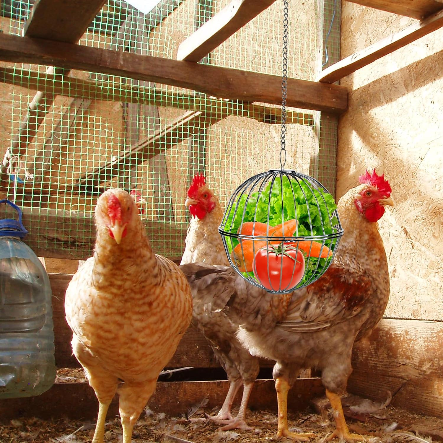 Chicken Treat Ball Chicken Vegetable Feeder Veggie Hanging Ball Toy for Hens Chicken Hanging Foraging Coop Toys for Hens 2PCS image number 5