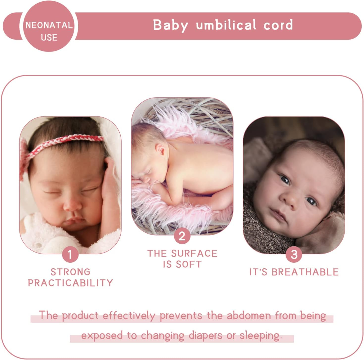 Ifundom 3Pcs Newborn Belly Band Baby Navel Band Elastic Cotton Umbilical Protector Soft Breathable Infant Belly Wrap for Infant Warmth and Protection image number 1