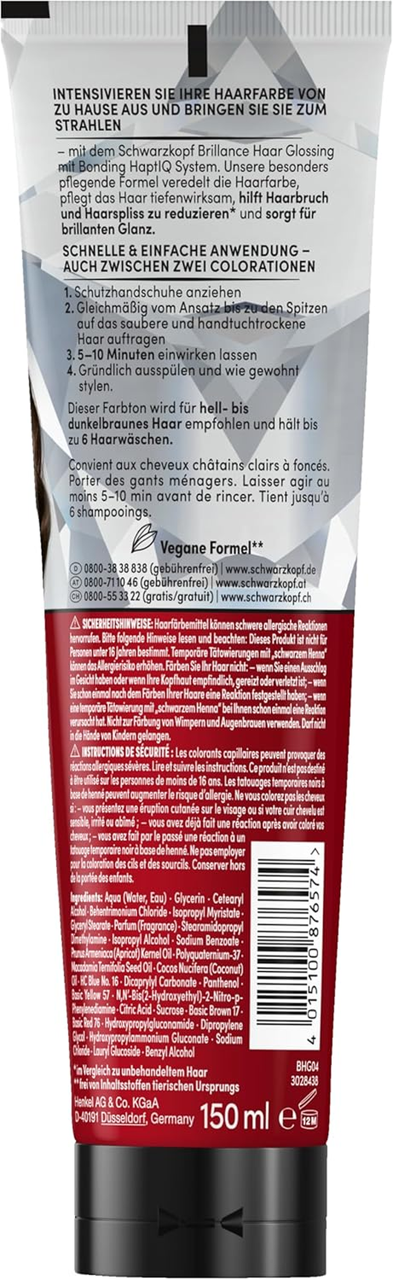 BRILLANCE Gloss Treatment, Hair Glossing Chocolate Brown (150 Ml), Temporary Hair Colour That Can Be Applied like a Hair Mask, Intensifies Hair Colour for up to 6 Washes image number 5