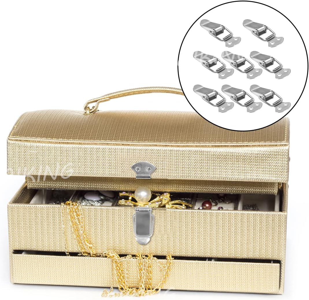 Tool Box Buckle, 8 PCS Stainless Steel Spring Toggle Locks for Cabinet, Boxes, Suitcase (90Mm Overall Length)