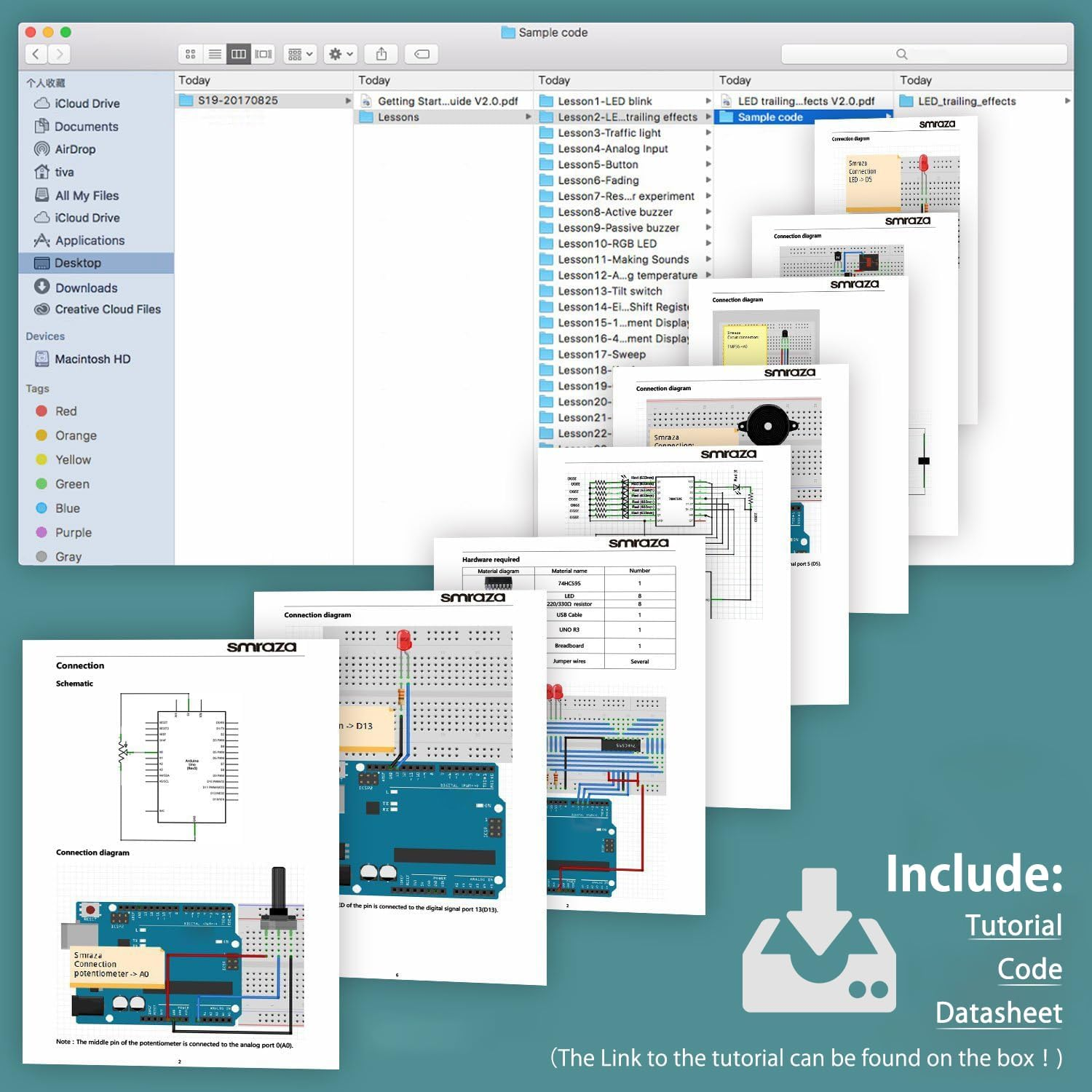Smraza Ultimate UNO Project Starter Kit with Breadboard Holder,Dc Motor and Detailed Tutorial for Arduino Uno R3 Mega2560 Nano image number 3