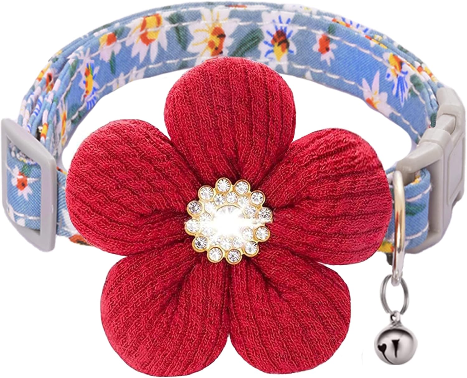 Small Dog Collar with Flower, Puppy Collar for Girl Dog Collars for Small Dogs Cute Dog Collar with Bell, Adjustable Length image number 4