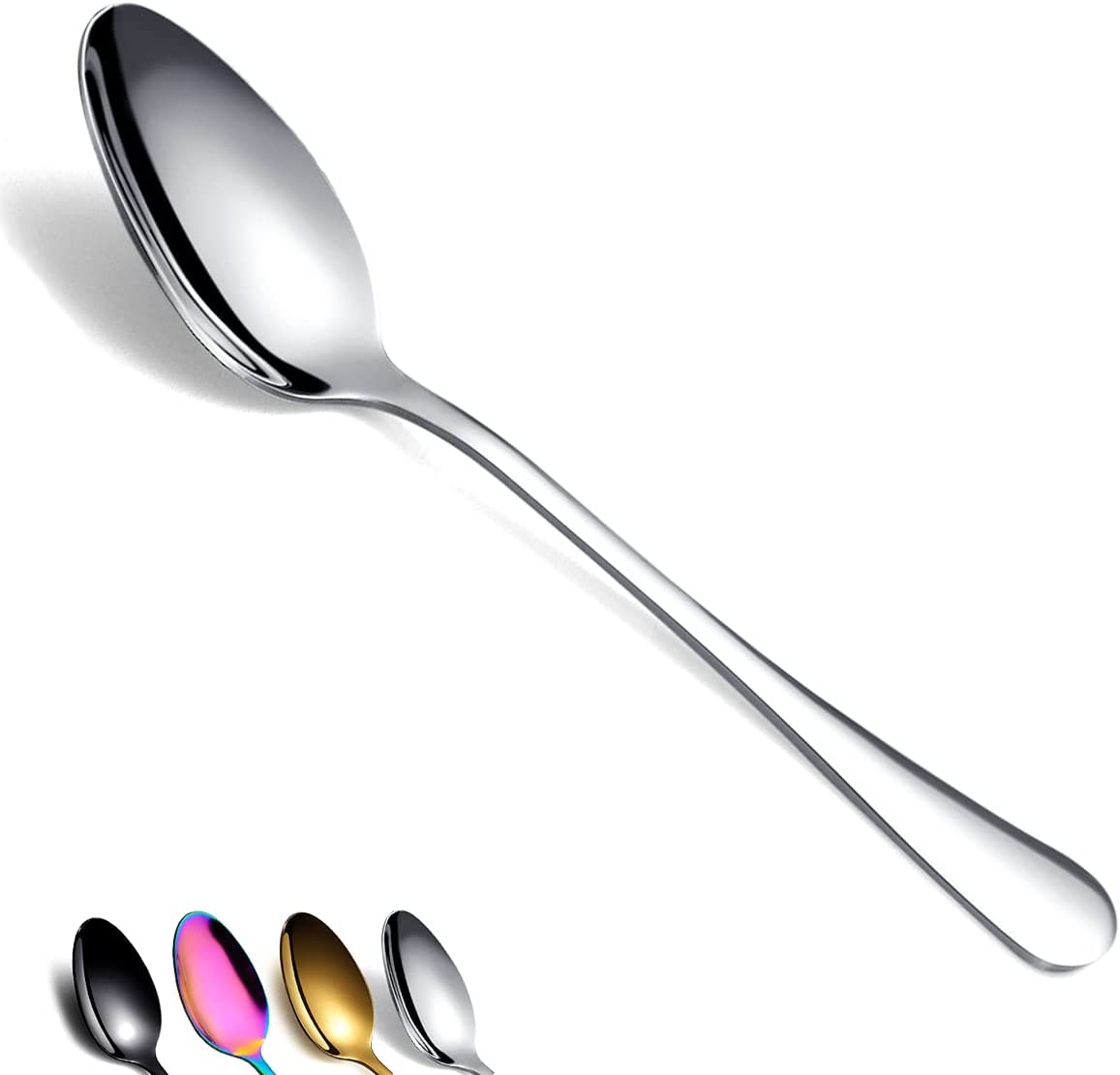 Dinner Spoon of 6, Berglander 19Cm Stainless Steel Shiny Polish Soup Spoons Silverware, Soup Spoon Table Spoon Set Sturdy Easy to Clean, Dishwasher Safe image number 6