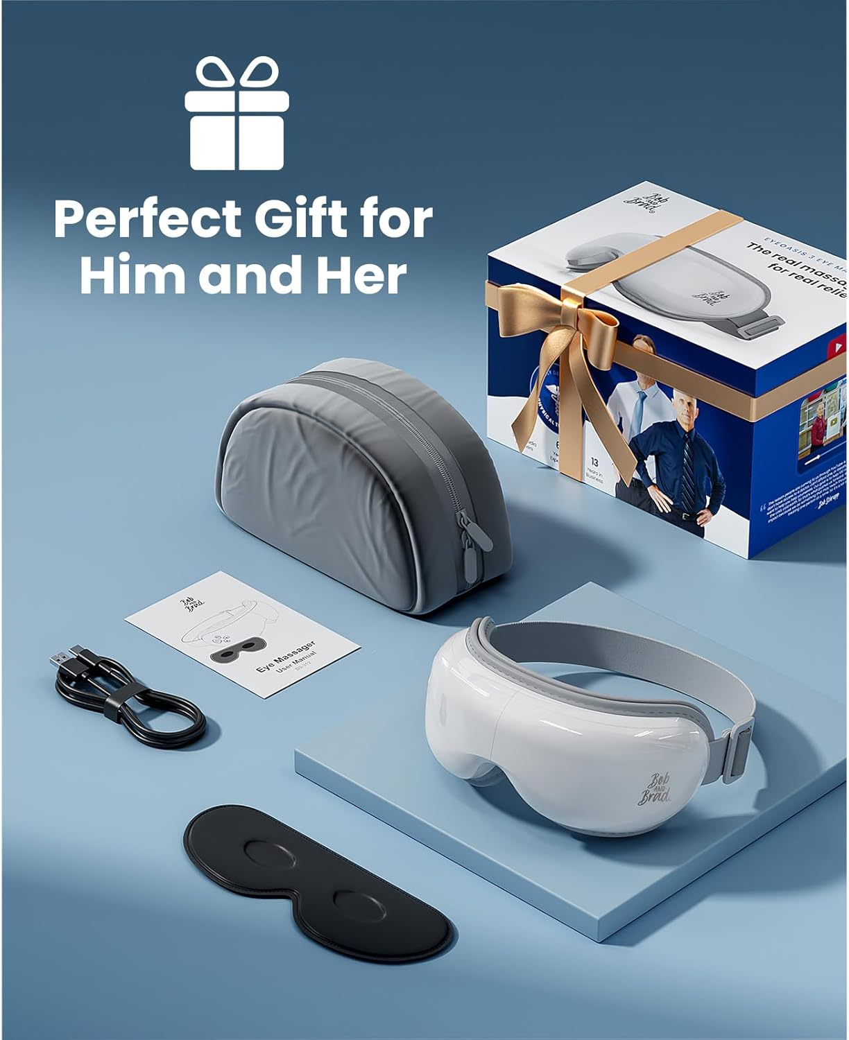 Eye Massager with Heat and Cooling for Migraines, Bob and Brad Eyeoasis 3 Electric Sleep Mask with Music to Ease Puffy Dry Eyes, Dark Circles, Eye Strain, Mothers Day Gifts - White image number 5