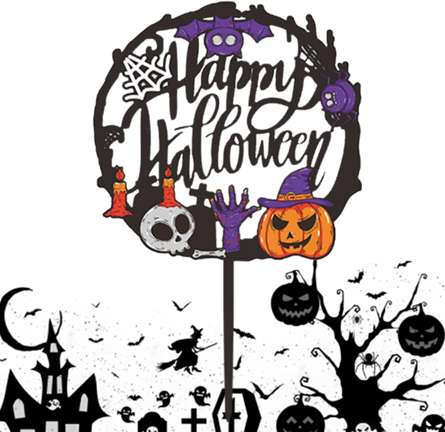 Halloween Cake Decorations - Cake Dessert Topper Decoration - Cake Decoration Cards Table Decoration Supplies Halloween Party Cake Decorations Horror for Boy Girls image number 5