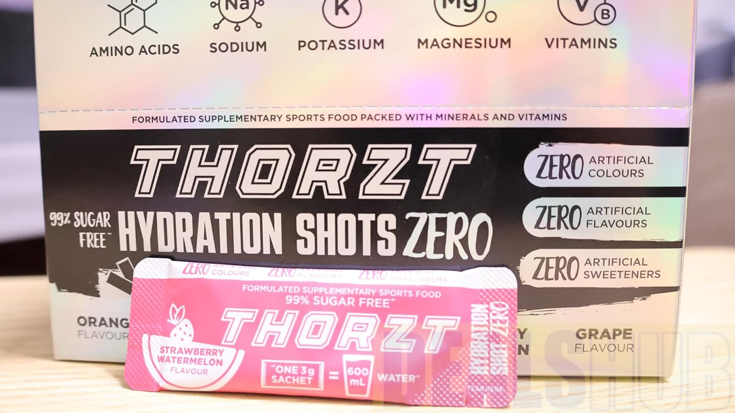 Thorzt Sugar Free Hydration Shot Zero Natural - Pack of 50 Sachets - Electrolyte (MIXED FLAVOURS) - Mango Pineapple - Grape - Orange - Strawberry Watermelon - Wild Berry image number 3
