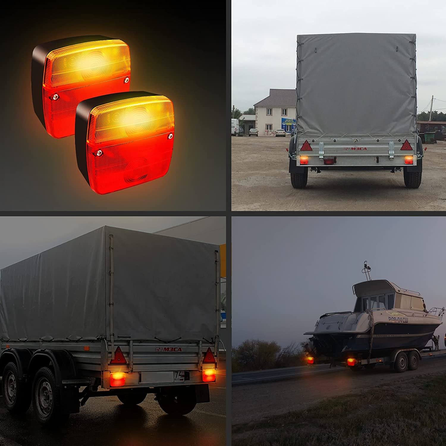 MAMIZO Rear Lights Set for Trailers, Magnetic Installation, 7 M Cable, 7-Pin Plug, 12 V, E Certification, Rear Lights, Trailer Lighting, Rear Lights for Trailers, Trucks, Transporters, Motorhomes, image number 3