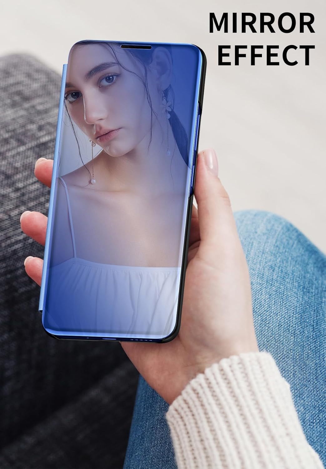 SIYOPINPFY Case for Redmi Note 14 Pro+ 5G Case, Deluxe Glitter Plated Mirror Makeup Shell Cover 360 Full Body Shockproof Protection with Clear View Phone Case for Redmi Note 14 Pro+ 5G, Mirror Blue image number 6