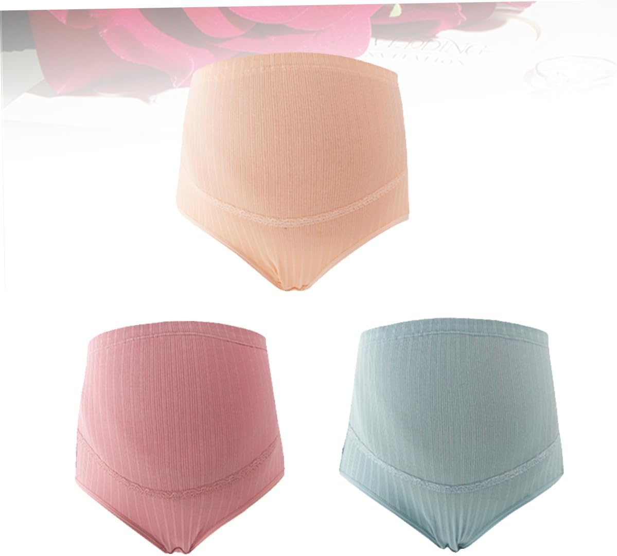 Holibanna 3Pcs Cotton High Waist Maternity Panties Skin Blackish for Pregnant Women Adjustable Splice Design for Comfortable Daily Wear image number 4