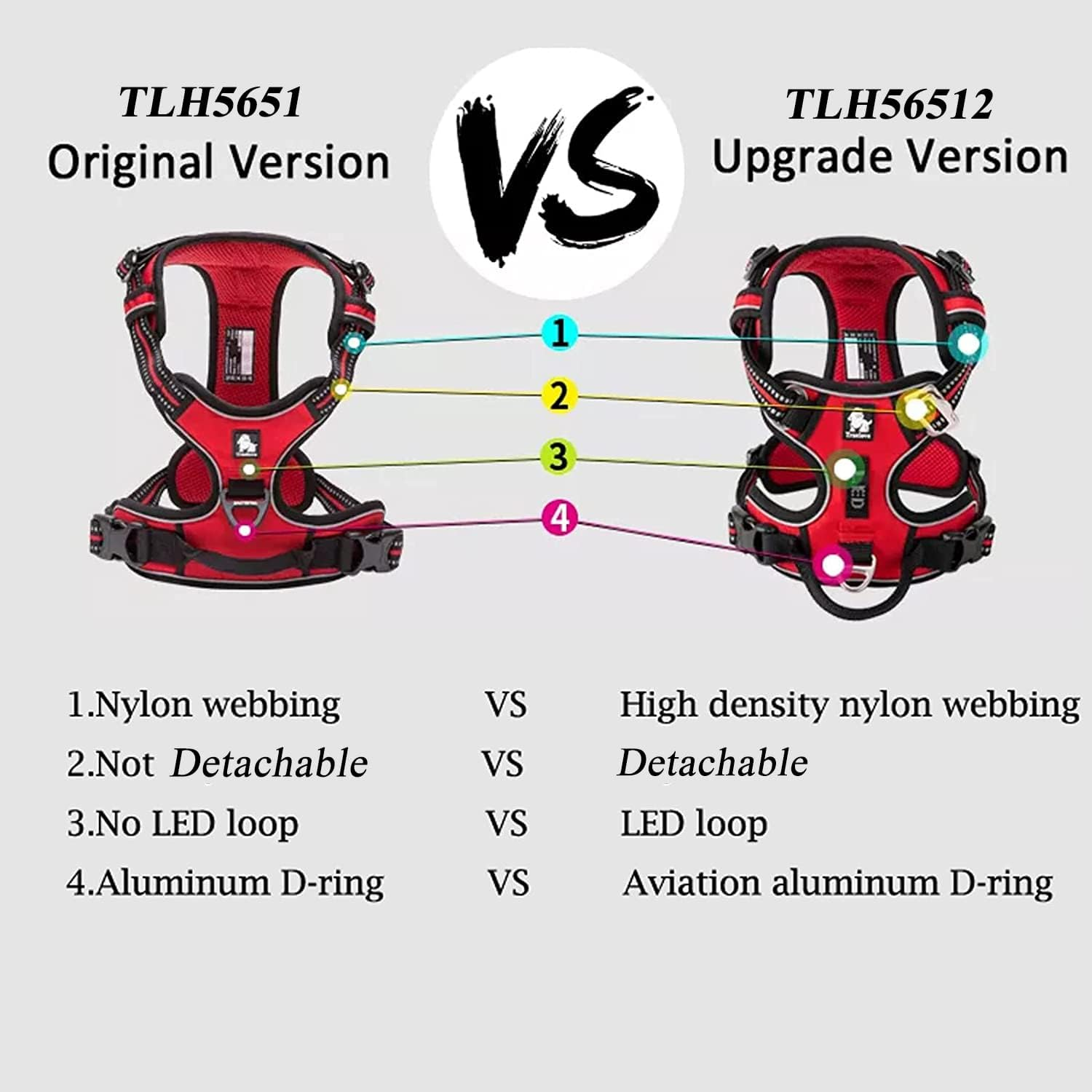 TRUE LOVE Dog Harness No Pull Nylon Reflective Pet Harness Adjustable Comfortable Control Step-In Brilliant Colors Truelove TLH56512 image number 6