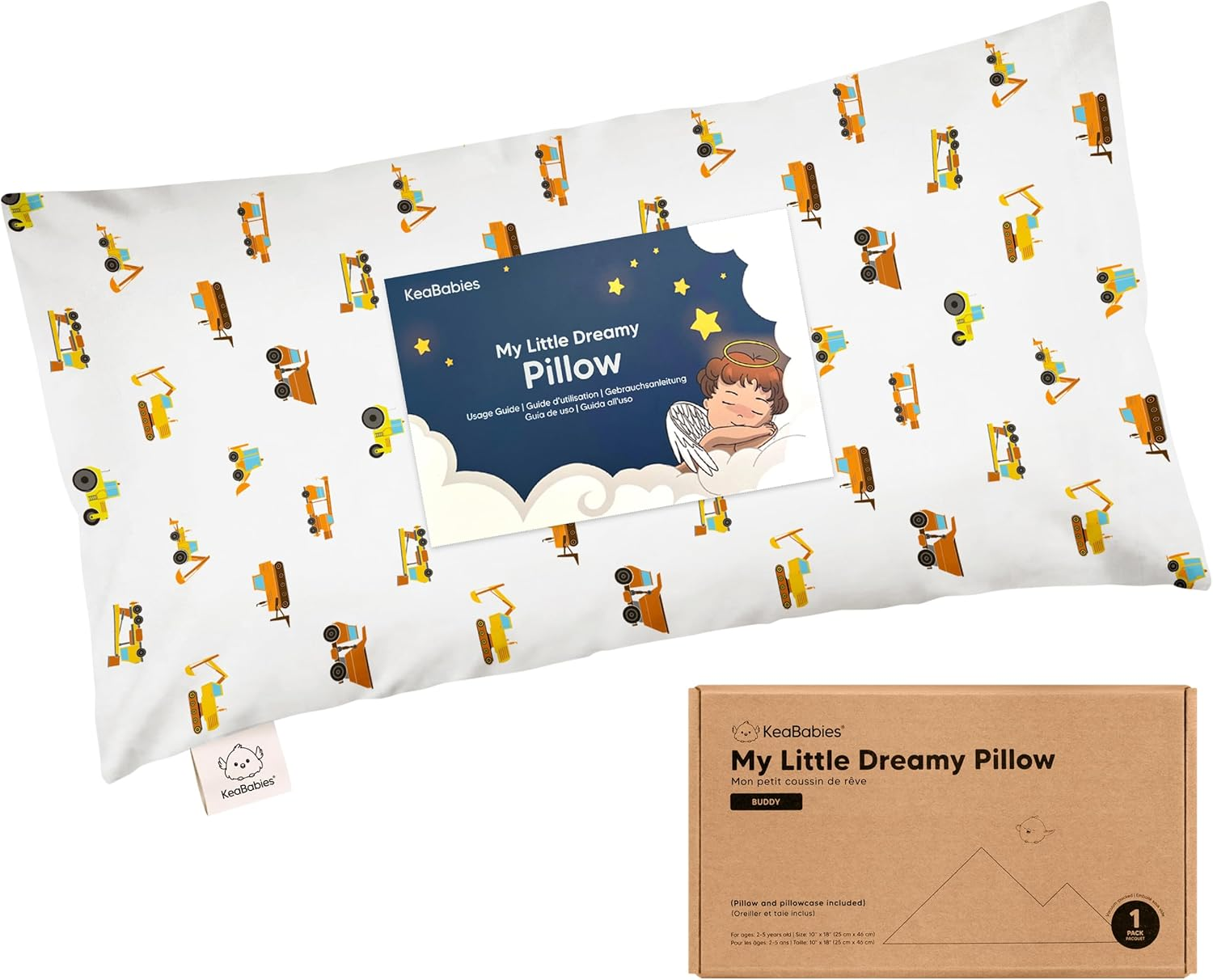 Mini Toddler Pillow with Pillowcase - 23X33 My Little Dreamy Mini Pillow, Organic Cotton Kids Pillows for Sleeping, Toddler Travel Pillow for Kid, Nursery Pillows, Small Pillow for Children (Flutter)