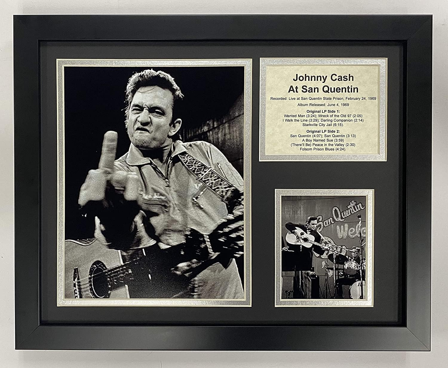Legends Never Die Johnny Cash at San Quentin Collectible | Framed Photo Collage Wall Art Decor - 12"X15" | image number 1