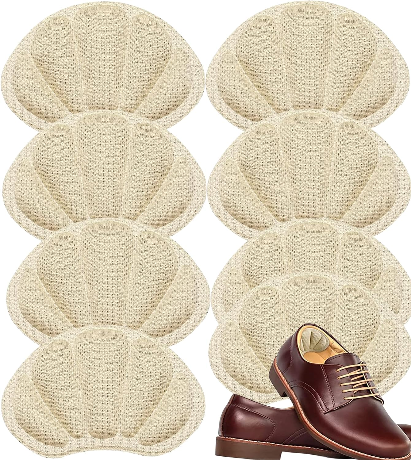 YBVABE Heel Pads, Heel Grips for Shoes, Heel Cushion Inserts, 8 Pcs Mesh Self-Adhesive Heel Liners for Back of Heel, Anti-Slip Shoe Pads for Loose Shoes, Sneakers, Leather Shoes, Women & Men