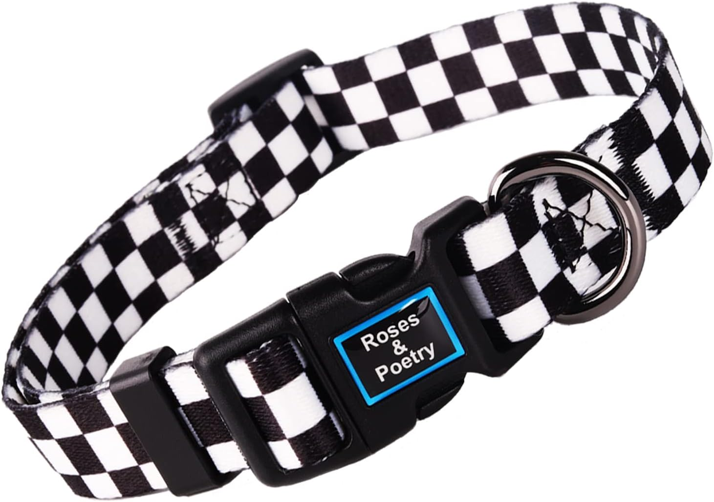 Roses&Poetry Dog Collar and Leash for Medium Large,Adjustable Durable 5Ft Puppy Leash Collar for Dog Training Lead（Black & White-M） image number 6