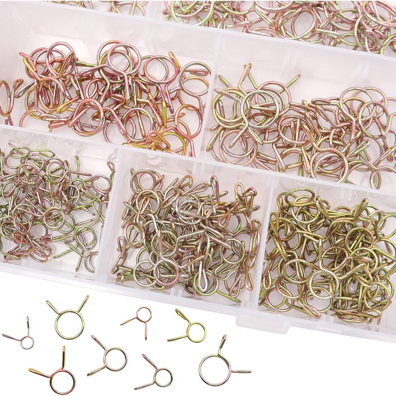 330Pcs 5-13Mm Spring Hose Clamps,Small Hose Clamps,Metal Mini Pipe Clamps,Fuel Line Hose Water Pipe Air Tubing Spring Clips Clamps Assortment Kit (9 Sizes)