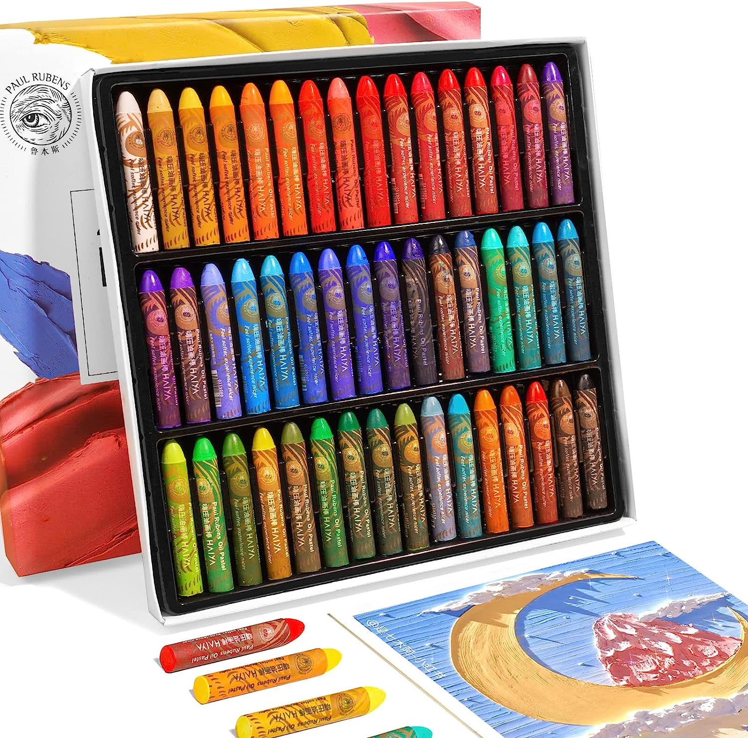 Paul Rubens Oil Pastels Set, 48 Colors Artist Soft Oil Pastels Vibrant & Creamy, Pastels Art Supplies for Artists, Beginners, Students, Kids Art Painting Drawing (LQCA23010036) image number 6