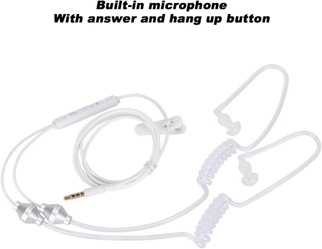Air Tube Earphones, Acoustic Mobile Phone Double Spiral Headphone anti Radiation Earpiece Throat Mic Noise Cancelling Earbuds 3.5Mm for Most Smart Phones image number 3