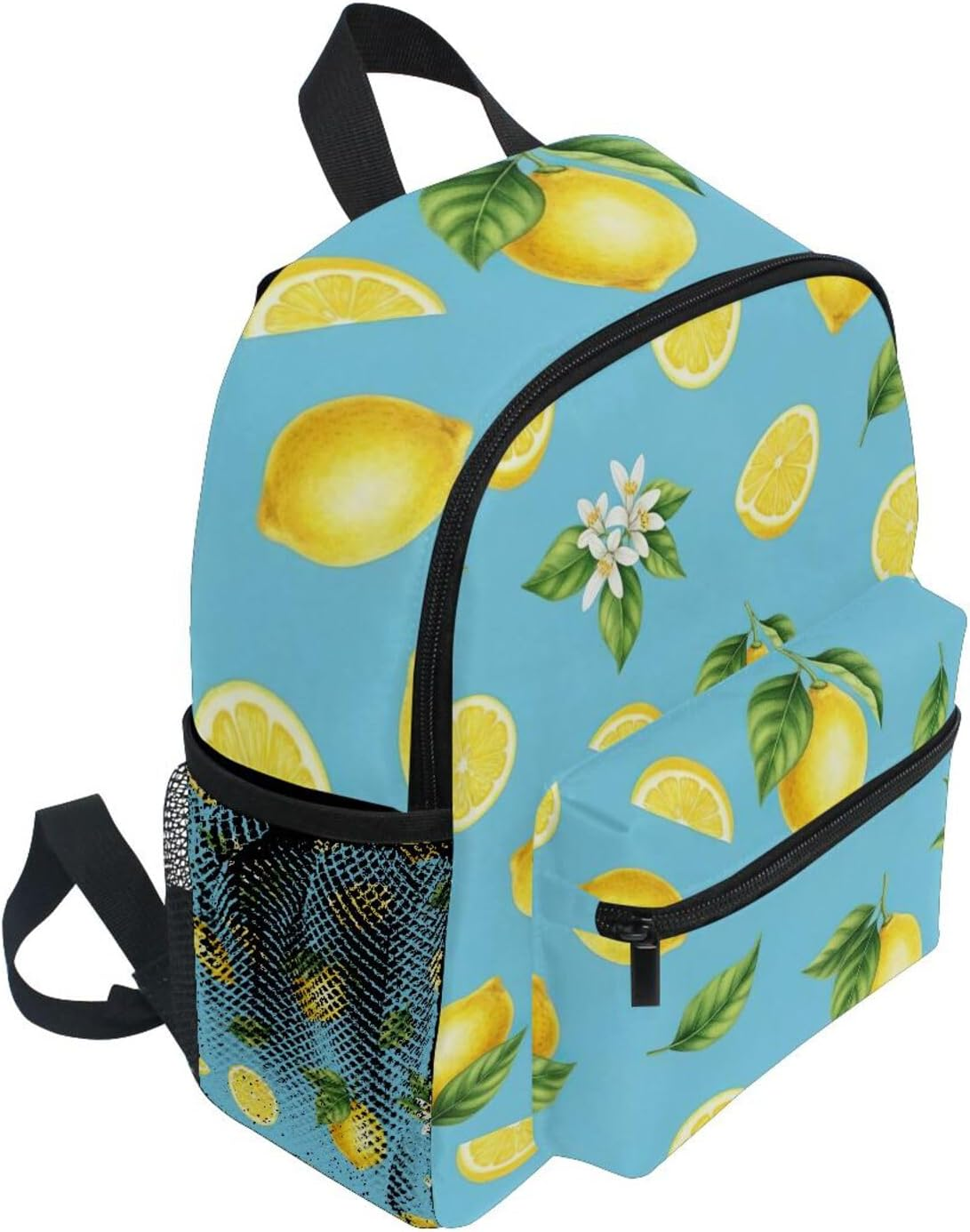 RPLIFE Watercolor Yellow Lemons Blue Toddler Girl Backpack with Name Tag, Small, 3-8 Years image number 6