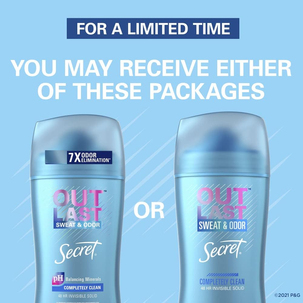 Secret Outlast Women'S Invisible Solid Antiperspirant and Deodorant, Completely Clean, 2.6 Ounce (Pack of 3) image number 4