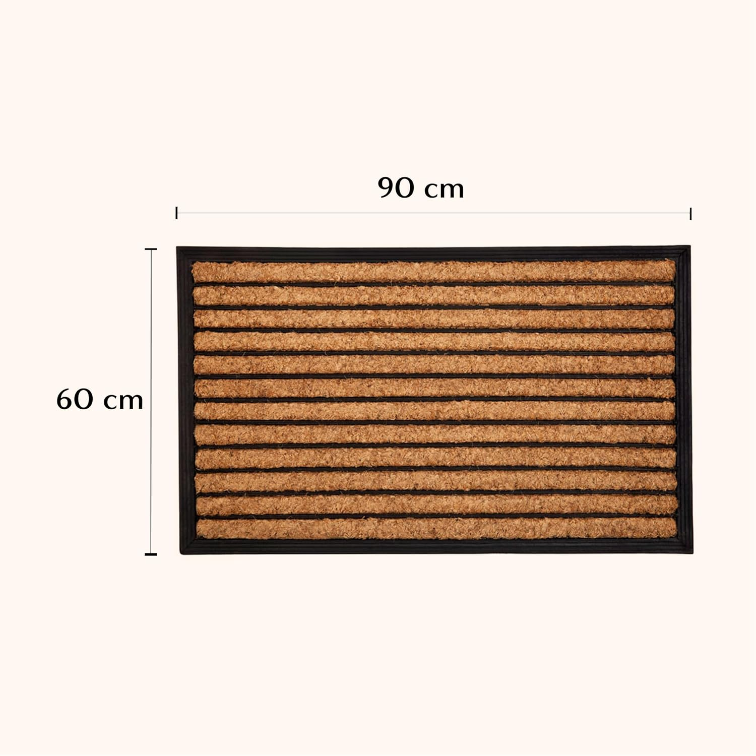 Rubber Bordered Coir Doormat Stripes | Welcome Mat | Entry Mat | (60 Cm X 90 Cm) image number 1