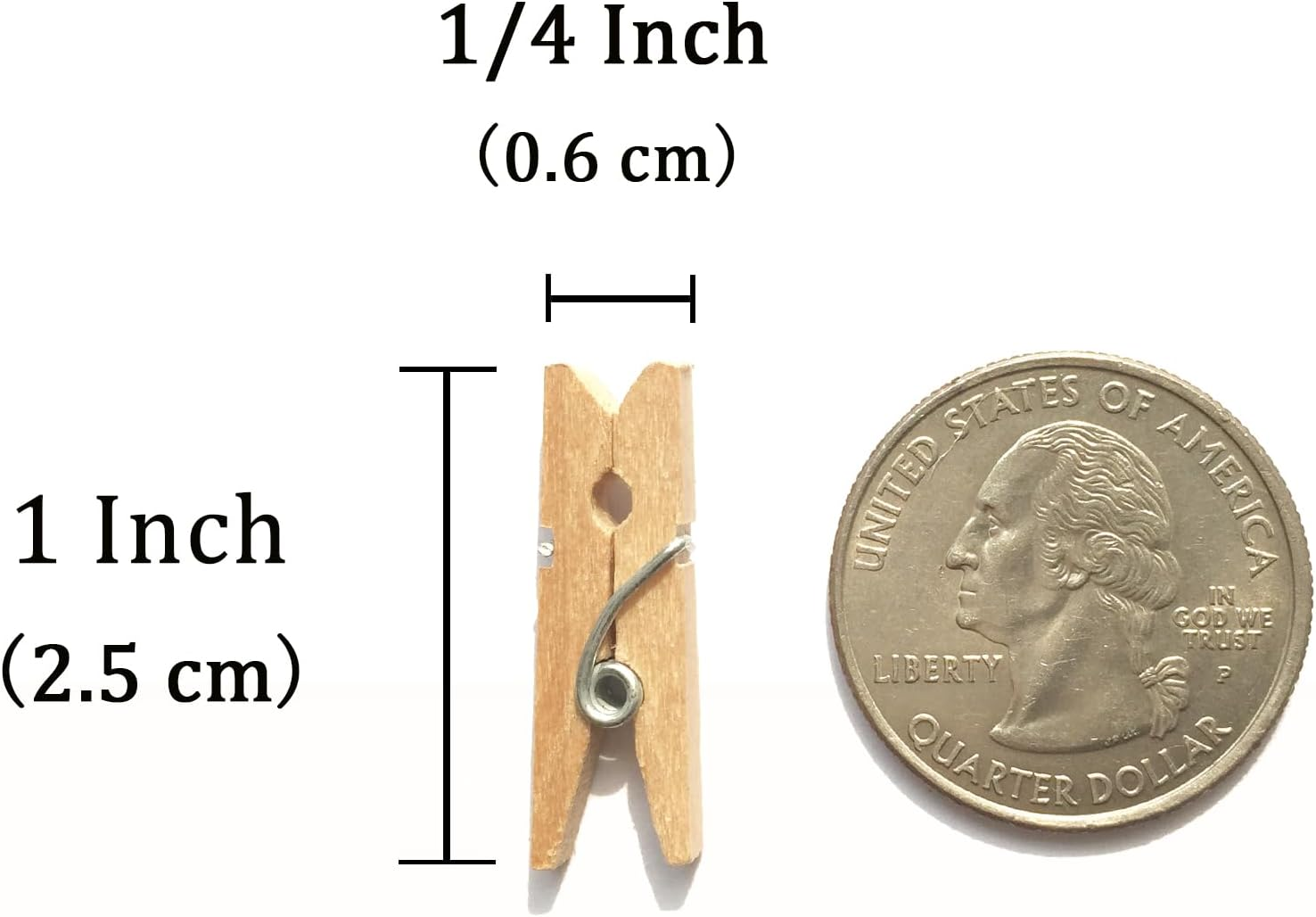 LWR CRAFTS Wooden Mini Clothespins 15 Colors 100 per Pack 1" 2.5Cm (Natural) - Black image number 2