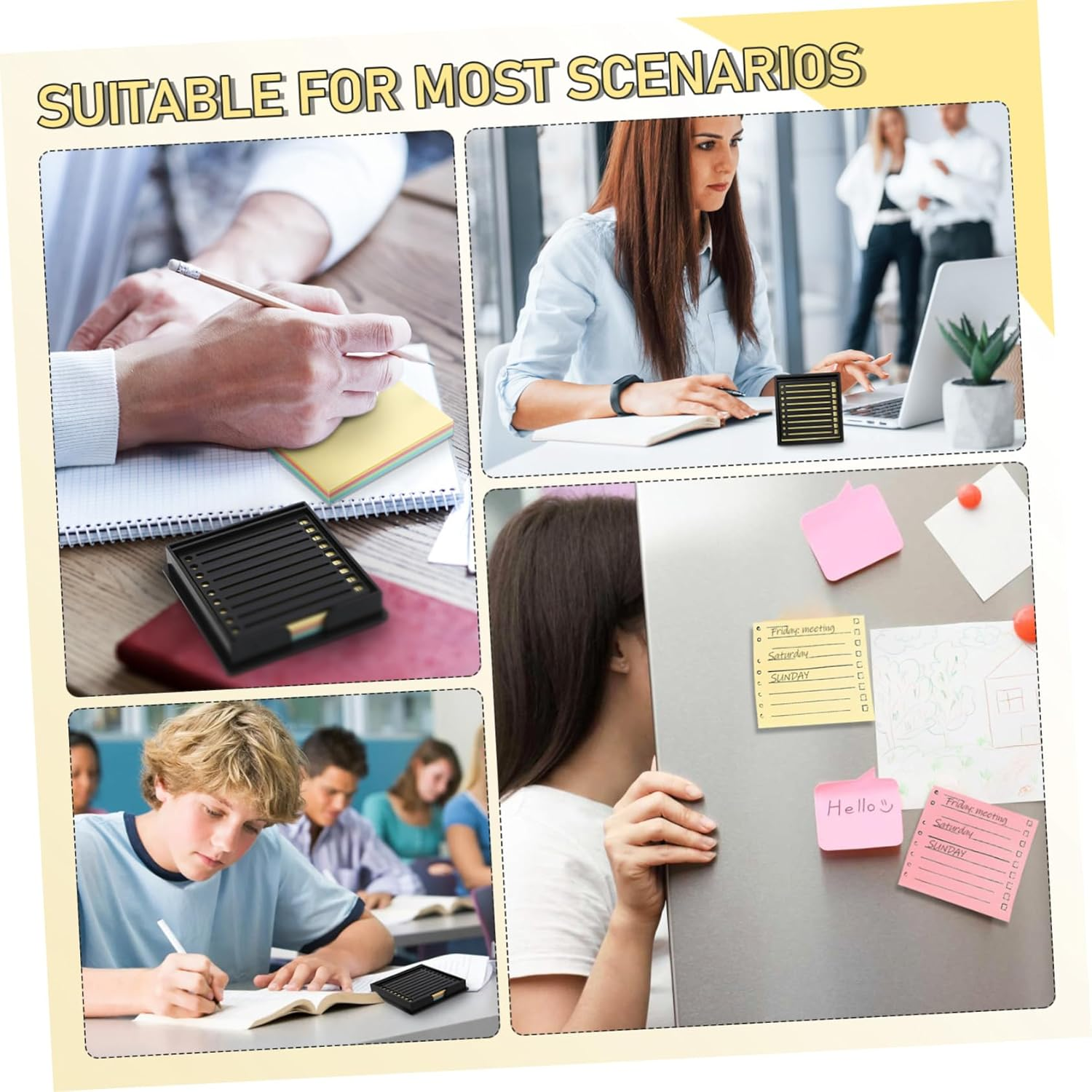 GRIRIW Post Note Template Reusable Sticker Label Dispenser Organizer Memo Holder for Desk Stationery Storage Shipping Label Holder image number 6