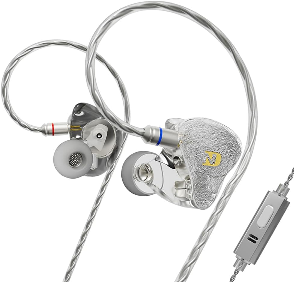 Hifi Kingdom ND-001 Hybrid (1DD+4BA) Wired In-Ear Monitor Silver with Mic image number 6