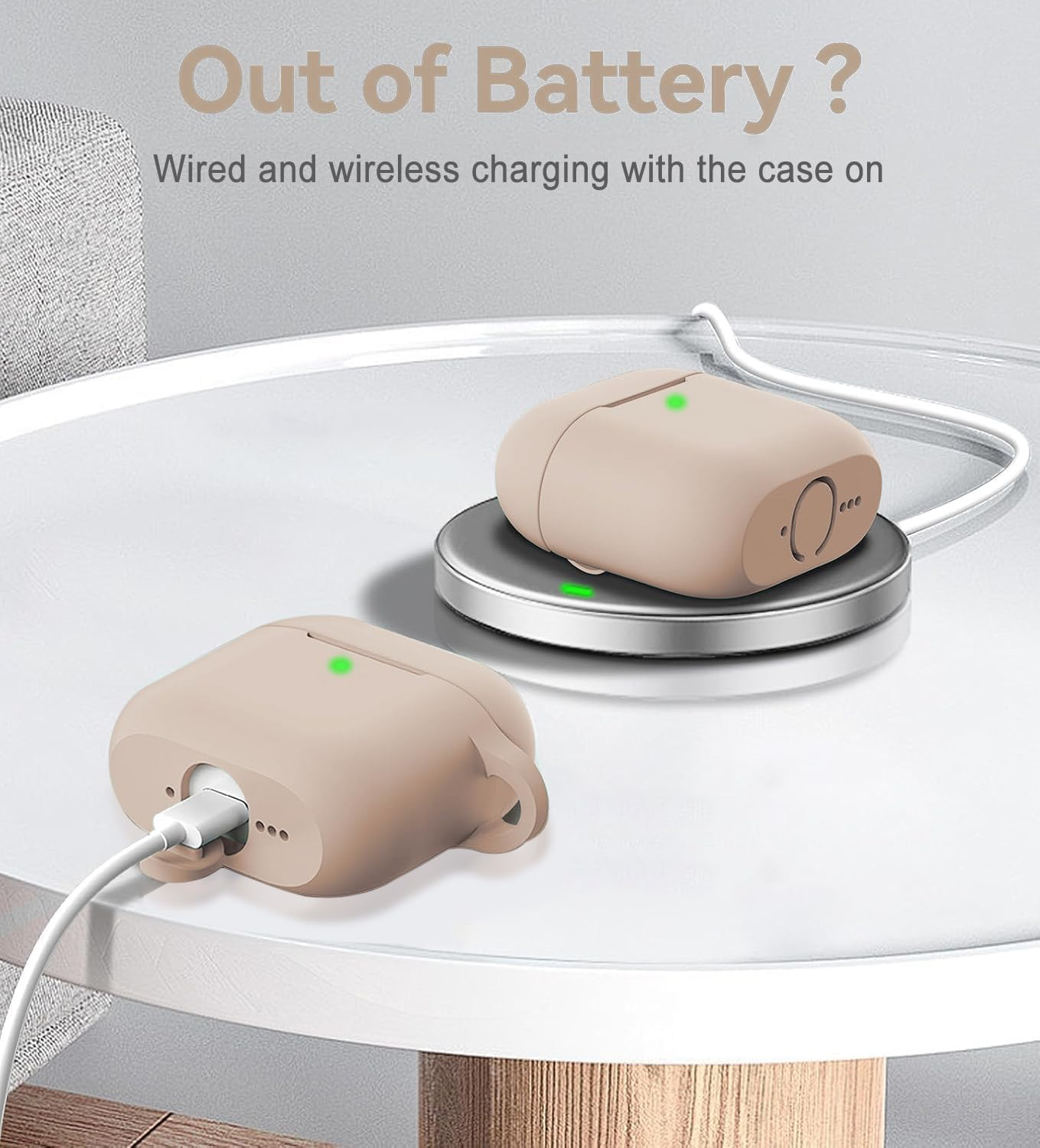 Case Fit for Case Apple Airpods 4 Generation with Cute Keychain, Compatible for Airpods 4 Cases 2024 Cover,For Women and Girls,Milk Tea - Lavender image number 5