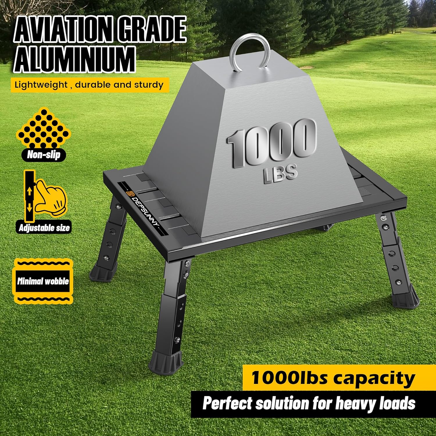 DEPSUNNY Adjustable RV Step Stool, 3-Step Height Adjustment, Foldable Legs, Wide Anti-Slip Surface,Supports up to 1,000 Lb, Premium Aluminum Construction Easy to Carry image number 3