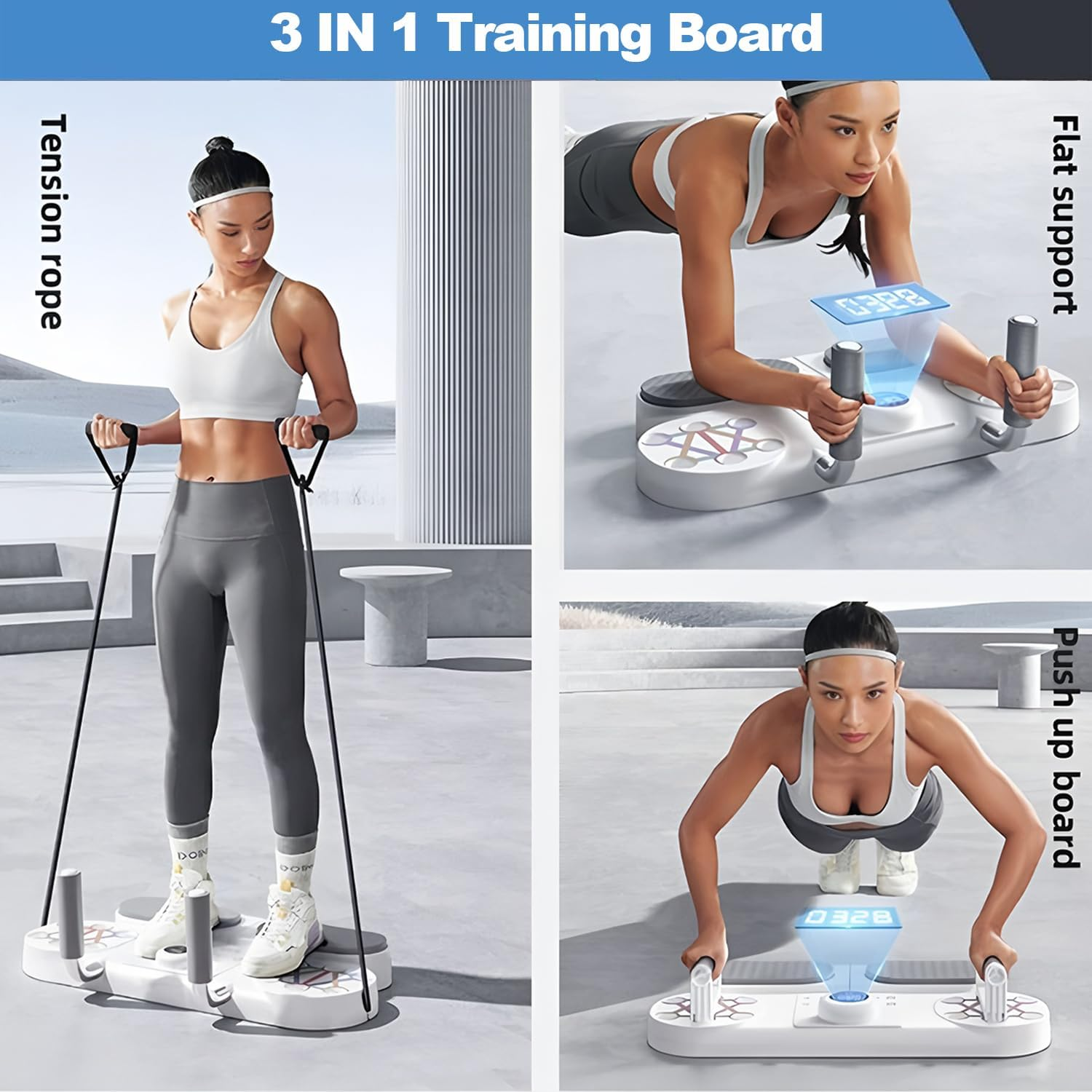 3 in 1 Push up Board with Automatic Smart Counter,Home Workout Equipment for Men & Women, Portable Exercise Equipment,Abs Training, with Resistance Band,Professional Pushup and Core Strength image number 1