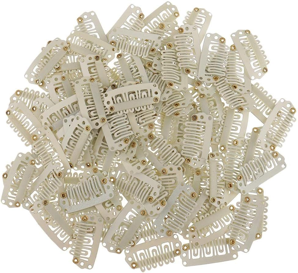Eigell 100Pcs Steel Snapping Clips Extensions, Beige image number 4