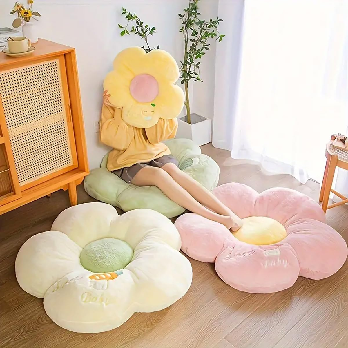 AIMALL Sunflower Flower Cushion for Classroom, Office Chair - Comfortable, Cute Summer Lazy Seat Cushion, 19.7 Inch Diameter image number 3