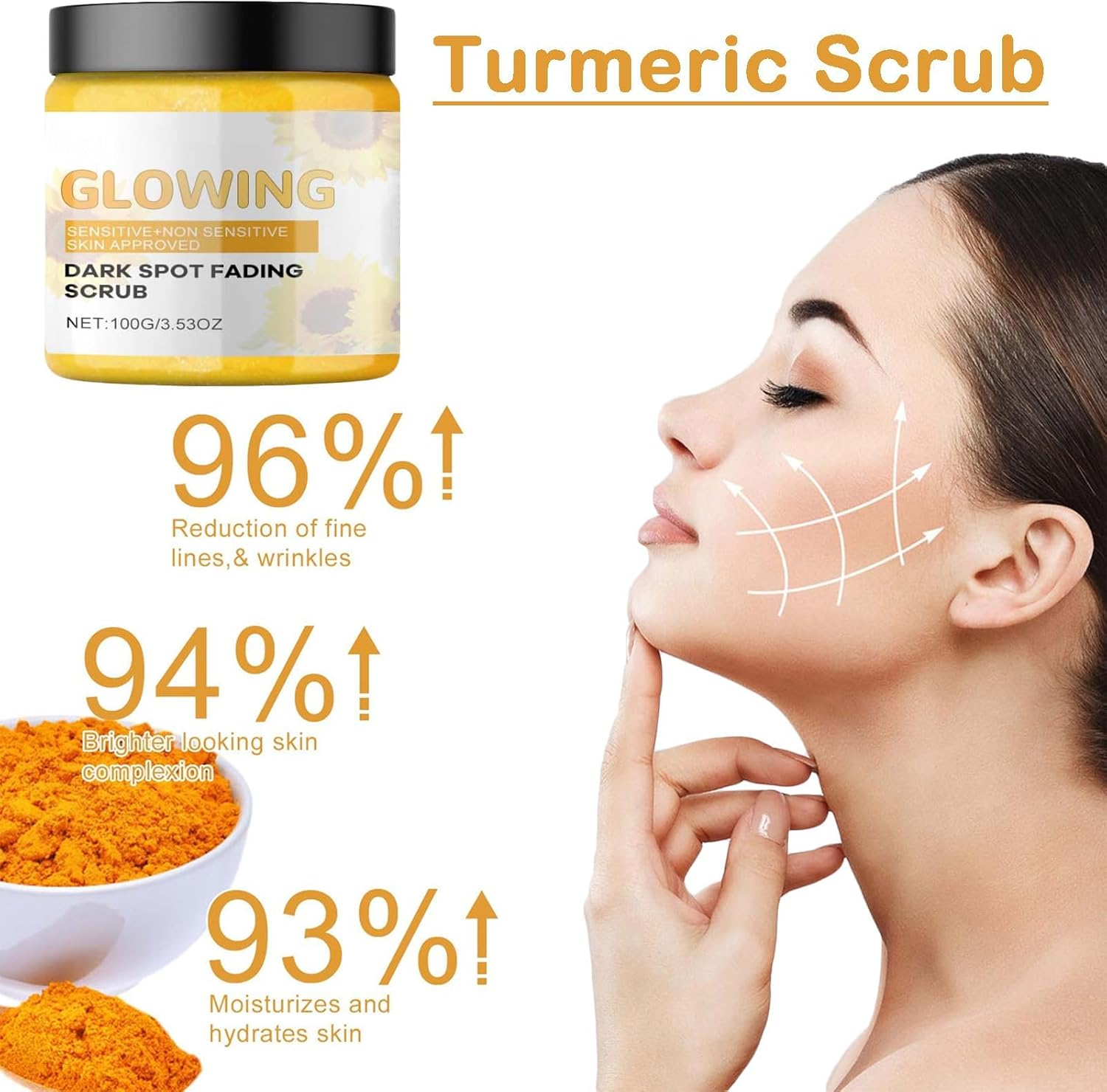 Turmeric Glow Combo Skincare Set, Turmeric Skin Care, Turmeric Glow Face Wash,Face Care Set for Women (Scrub, Large) image number 5