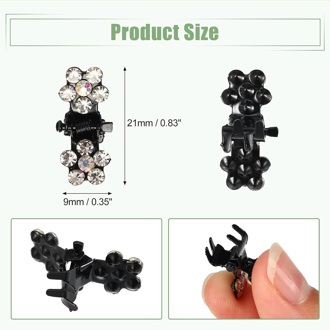 AFCJLTO Rhinestone Hair Clips Flower Clips Set of 24 Mini Claw Clips for Everyday & Festive Occasions Such as Wedding, Party & Beach Holiday - Suitable for Girls Thick Hair image number 3