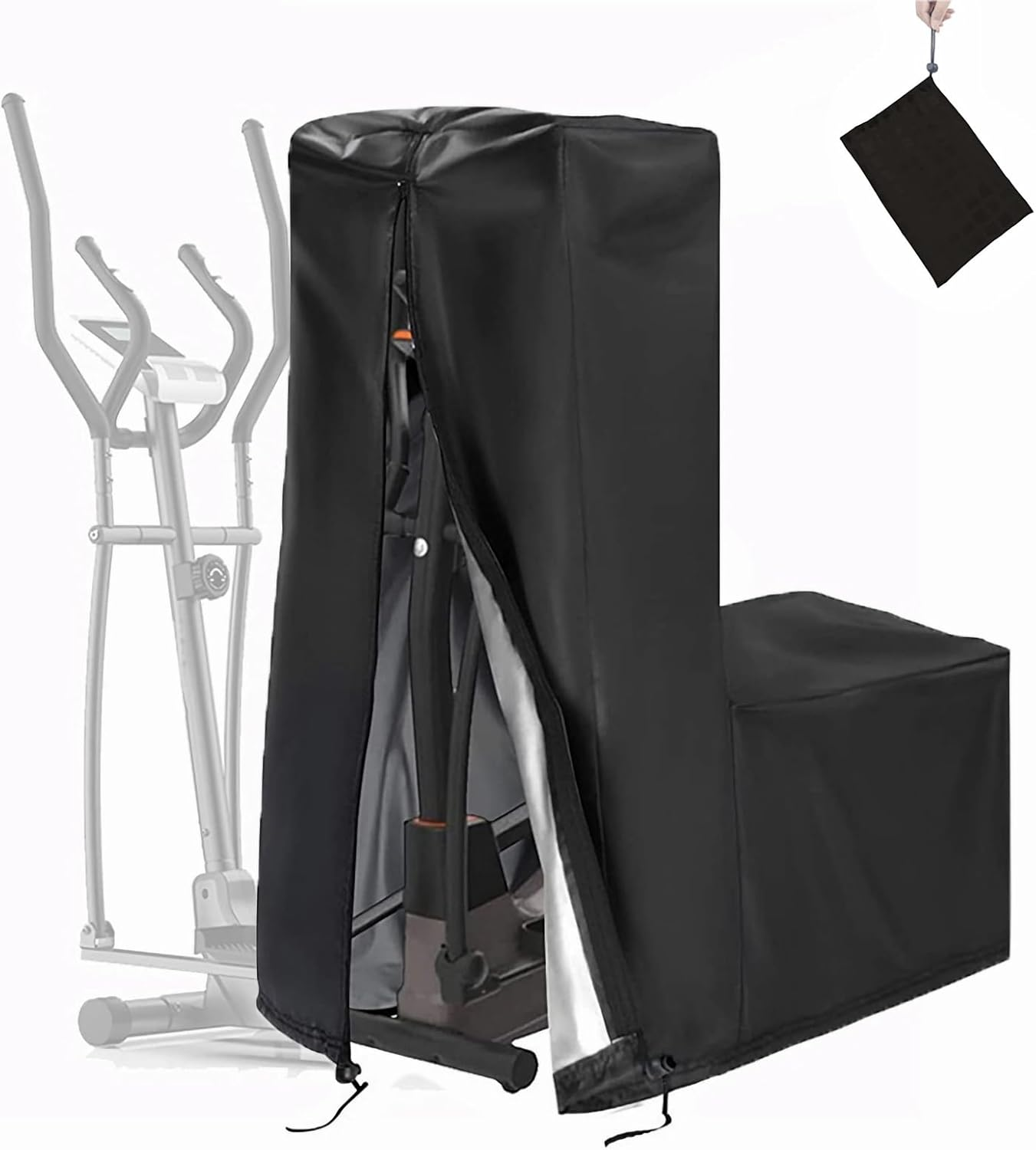 Elliptical Cover, Waterproof Elliptical Exercise Machine Cover, Exercise Trainer Cover for Home and Gym (Black, 71''L X 29''W X 65''H) image number 5